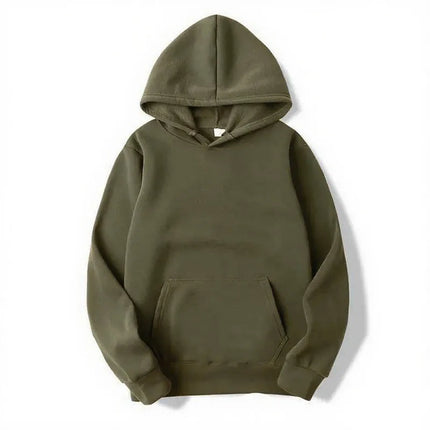 2025 Men's Solid Color Hooded Sweaters Men's Warm Wool Sweater Fashionable Street Clothing Loose  Breathable Jersey Brand Hooded