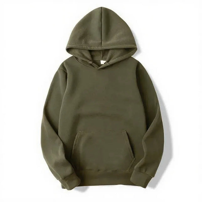 2025 Men's Solid Color Hooded Sweaters Men's Warm Wool Sweater Fashionable Street Clothing Loose  Breathable Jersey Brand Hooded