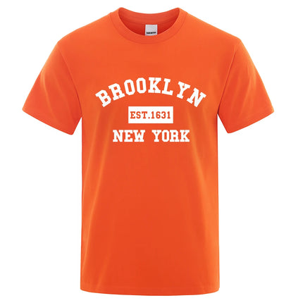 Brooklyn Est. 1631 New York Letter Print T-Shirt Man Casual Loose T-Shirts Summer Cotton Tops Fashion Breathable Tee Clothing