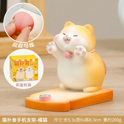 Cute Cartoon Cat Desktop Ornaments Phone Stand Creative Desk Decor for Office Home Kawaii Cat Glasses Storage Holder