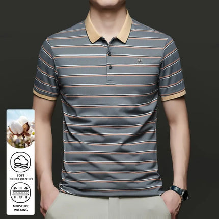Top Grade New Summer Brand Stripped Designer Summer Collar Polo Shirts For Men Short Sleeve Casual Tops Fashions Men Clothing