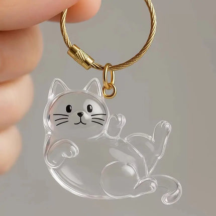 New Transparent Cat Hair Storage Keychain Cute DIY Pet Fur Keepsake Capsule Portable Souvenirs Keychain Pet Lovers