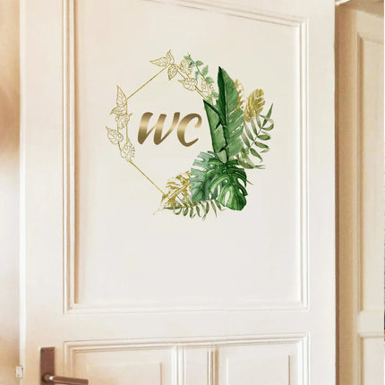 Green Plants Men and Women WC Wall Sticker for Bathroom Decoration Vinyl Home Decals Waterproof Poster Door Stickers Toilet Sign