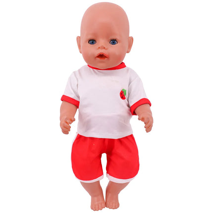 Summer Short Sleeved Set Animal Pattern Jumpsuit Pajamas For 43cm Baby Doll&18inch American Doll Accessories,Our Generation Gift