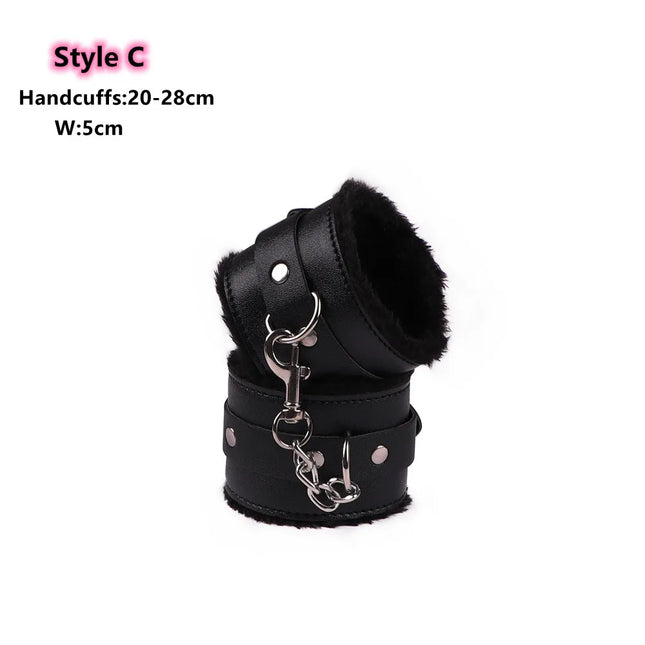 BDSM Bondage Leather Strap Rope Restraints Handcuffs with Cross Harness Lock for Fetish Adult Sex Games Erotic Accessories