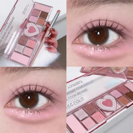 12 Colors Love Heart Eyeshadow Palette Nude Natural Glitter Pink Low Saturation Eye Shadows Pallet Delicate Eye Makeup Cosmetic