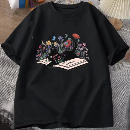 Floral Cat Shirt, Cat Lover T-shirt, Cat Book Shirt, Cat Lover Gift, Gift for Her, Cat Mom Shirt Gift, Cute Cat Shirts, Cute Boo