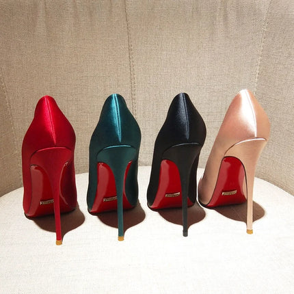 Elegant Woman Heeled Shoes 2026 Trend Luxury Red Bottoms High Heels Pointed Toe Stiletto Pumps 12 cm Party Dress Wedding Shoes