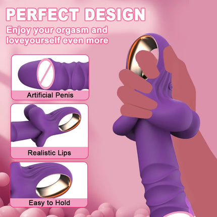 Mouth Thrusting Dildo Vibrator 10 Vibrating Modes  G-Spot Clitoris Stimulator Female Fast Orgasm Sex Toys for Couple Pleasure
