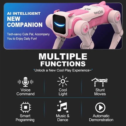 Magic Flip AI Trick Robot Dog, Voice Control via 2.4GHz Remote, Smart Programming, Cool Eye Lights, for Kids & Tech Enthusiasts