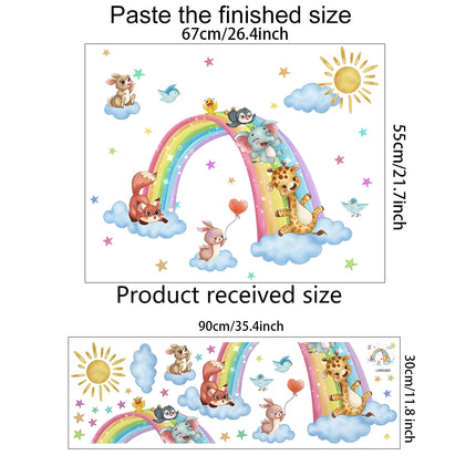 Animal Cartoon Wall Stickers On Clouds Baby Room Children's Bedroom Wall Stickers Home Decoration Kindergarten Wallpaper