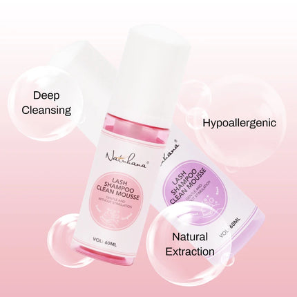 NATUHANA 60ml Gentle Lash Cleansing Mousse No Irritation Eyelash Shampoo for Extensions Grafting Makeup Remover Glue Cleanser