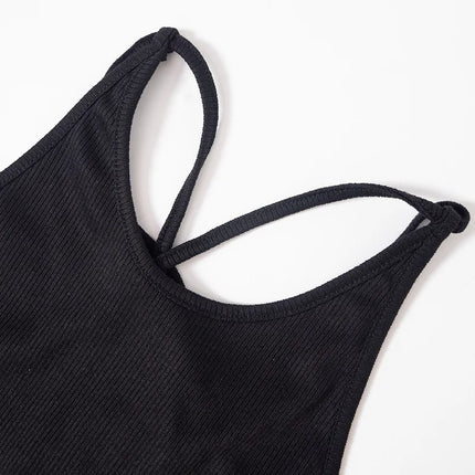 Y2K Women's Tops Backless Crop Top Sleeveless Sexy Cute Black Vest Tank Top Summer Cropped Vest Female 2000s Clothing
