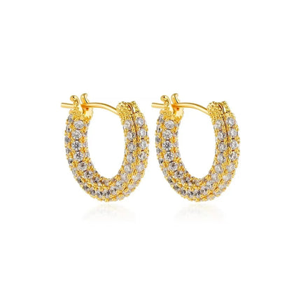 Fashion CZ Zircon Round Huggie Hoop Earrings for Women Geometric U Shape Ear Buckle Hoops Gold Plated Stainless Steel Jewelry