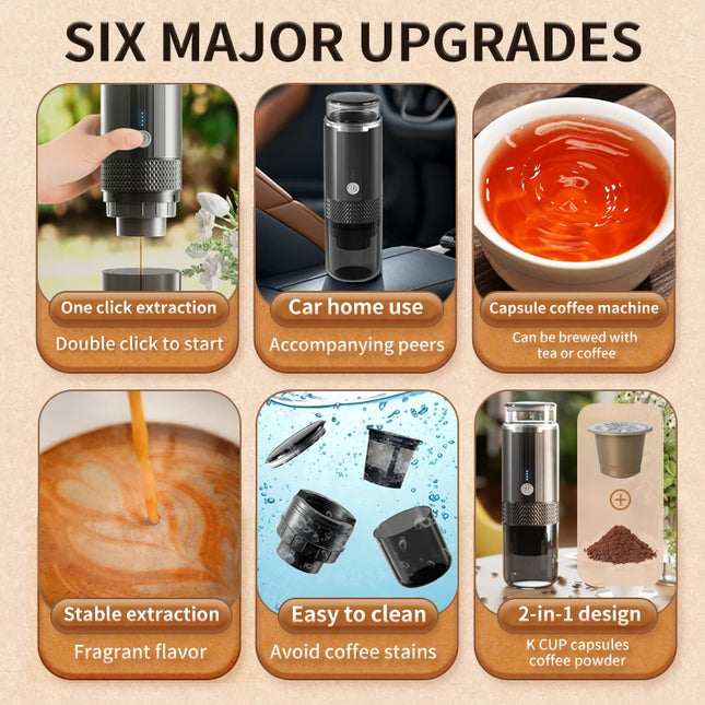 Electric Portable Coffee Machine Capsule Ground Coffee Brewer Suitable for Coffee Powder And Coffee Capsule - Coffee Maker
