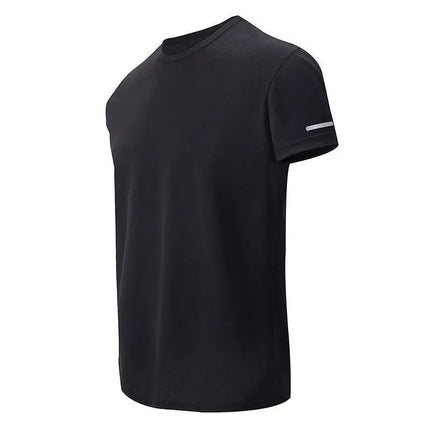 Men's Short Sleeve Sport T-shirt Quick Dry Running Blue Football Training Fitness Casual Wear Polyester Fiber round Neck T-shirt