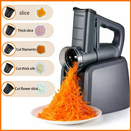 5 in 1 Electric Food Slicer with 5 Blades Digital Display Automatic Vegetable Cutter & Cheese Grater with Safety Guard