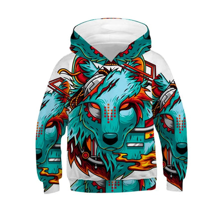 Children's Sports Hoodies Lion Wolf Print Kids Sweatshirts Junior Child Autumn Coats Clothes Tops 4-13y Boy/Girl Hooded Sweaters