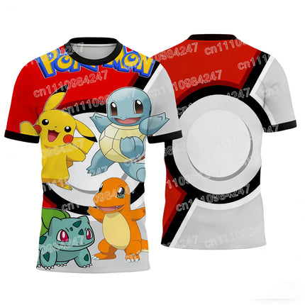 2026 New Pokemon Starter Family Matching T-Shirts Print Casual Short Sleeve Tees Unisex Tops Summer Streetwear for Kids Adults