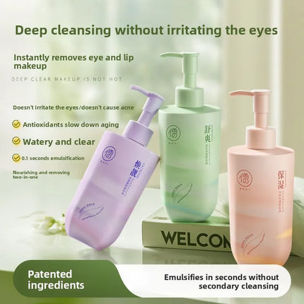 Makeup remover oil, eye, lip and face makeup remover liquid cream, water temperature and deep cleansing for sensitive skin