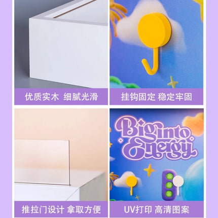 THE MONSTERS LABUBU High Energy Series Wooden Display LED Light Wall Mount Doll Storage Box Blind Box Collector Cabinet Home