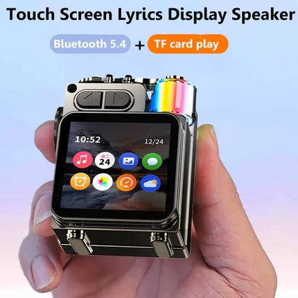 LED Display Screen RGB Desktop Subwoofer Wireless Loudspeaker Metal Mechanical Bluetooth Speaker Support Calendar Alarm Clock
