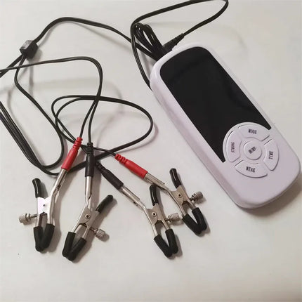 Metal Nipples Clips 6 Modes Electric Shock Labium Clamps Clitoris Stimulation Sex Toys for Women Men Couples Flirting Games
