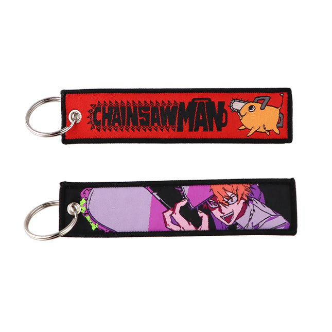 Anime Series Embroidery Key Fobs Japanese Manga Key Tags Keychain for Motorcycle Cars Key Holder Gojo Jewelry Keyring Gifts