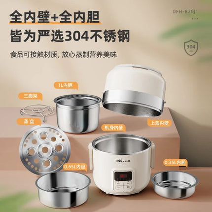 Electric Heating Lunch Box Double-layer 304 Stainless Steel Reserveable and Timed Heating Rice and Vegetable Lunch Box