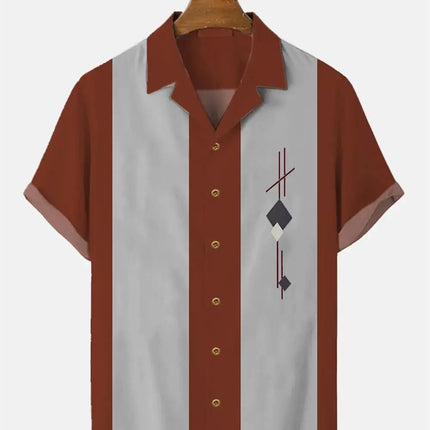 Stripes Simple Casual Dress Shirts European Size Men's Hawaiian Fashion Short Sleeve Loose Breathable Top Button Summer