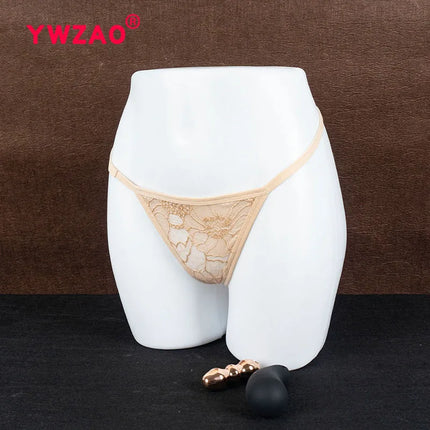 YWZAO Lace Skin-toned Underwear Ass Butt Plug Lingerie Toys For Invisible Dildo Anus Anal Fisting Ladies Thong Panties Adult N27