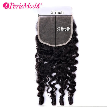 PerisModa Burmese Curly Lace Closure 4x4 Brown Lace 5x5 HD Transparent Lace Swiss Lace Natural Color Human Hair With Pre Plucked