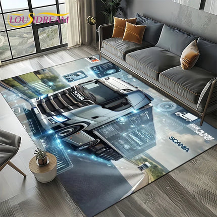 2025 New 3D S-Scania Top Class Truck Lorry Cartoon Rug Carpet for Living Room Bedroom Home Decor, Floor Mat Non-slip Sofa Doormat