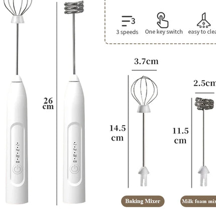 2-in-1 Kitchen Items USB Charging Electric Egg Beater Mini Blender Kitchens Accessories Mixer Household Gadgets Double Head Bar