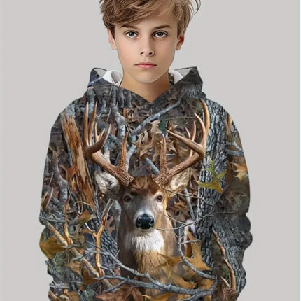 Camouflage Hunting Hoodies Forest Print Boy Clothes Outdoor Sports Long Sleeve Trip Tactical Training Esweatshirt Kids Clothing