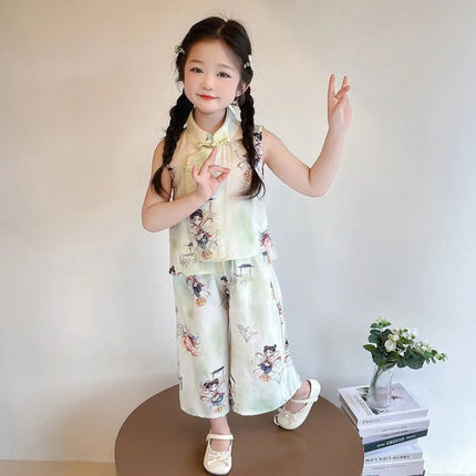 Summer Girl's Suit Cosplay Performance Costumes Ethnic Style Chinese Sets Children's Clothing Kids' Clothes Hanfu Fashion Casual