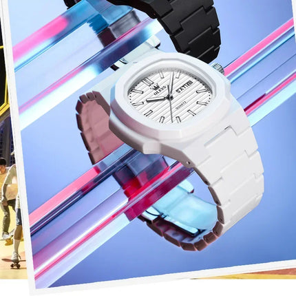 OLEVS Fashion Youth Watch Waterproof Date Week Luminous Watch for Unisex White Resin Men's Quartz Watches Student reloj hombre