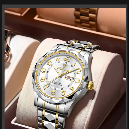 BINBOND Top Brand Luxury Men's Wristwatch Waterproof Luminous Date Week Men's Watches Stainless Steel Quartz Men's Watch Male reloj