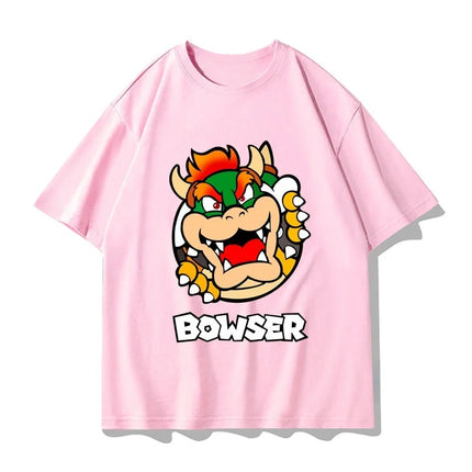 Super Mario Bowser T-shirt Men and Women Summer Cotton Y2K Clothing Fashion Breathable Anime Fans Short Sleeve Tops Streetwear