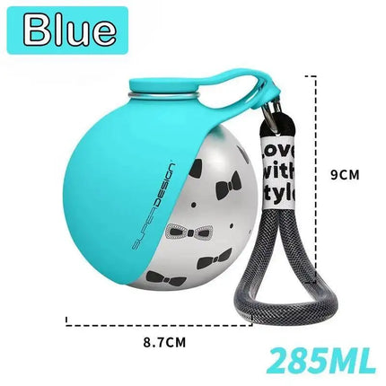 2-in-1 Portable Dog Water Bottle for Small Dogs - Leak-Proof & Compact Dog Travel Water Bottle -Stainless Steel Bottle & Silicone