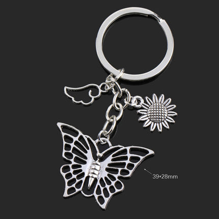 Fashion Animal Women Keychain Car Moon Cat Dog Love Heart Key Chain Friends Gift Jewelry Bag Pendant Wing Evil Eye Angel Turtles