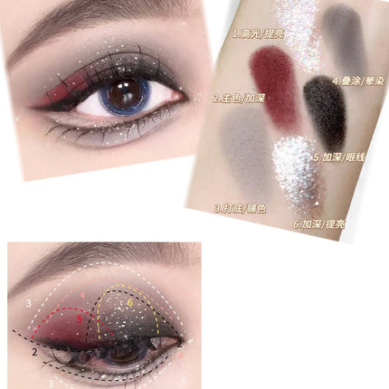 6 Colors Eye Shadow Palette Iris Purple Glitter Pearly Eyeshadow Palette Fashion Korean Shiny Eye Shadow Charming Eye Makeup