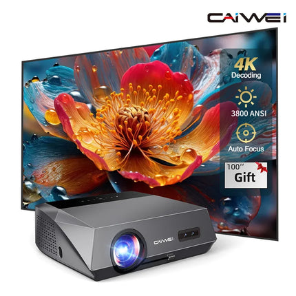 CAIWEI A10Q 4K Beam Projector for Movies 3800 ANSI Full HD 1080P Android Video Home Cinema Auto Focus Smart Projectors Portable
