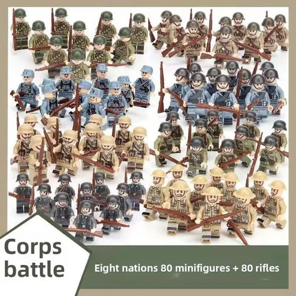 Building blocks World War II soldier figures, marine humanoid dolls educational toys mini figures birthday gifts cartoon figures