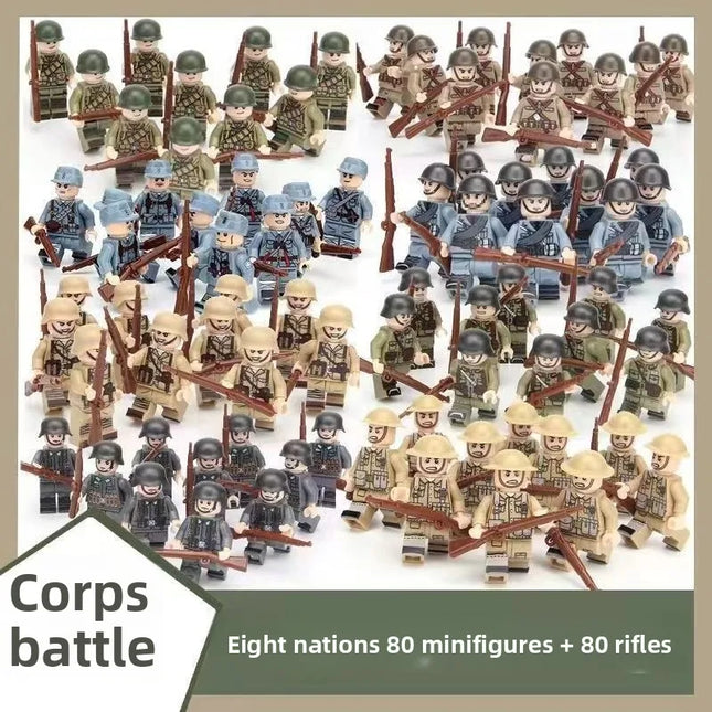 Building blocks World War II soldier figures, marine humanoid dolls educational toys mini figures birthday gifts cartoon figures