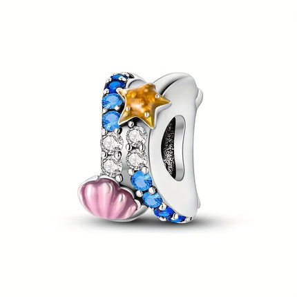 925 Sterling Silver Blue Ocean Series Beaded Charms  Pendant Fit for The Brand's DIY Bracelet Women Jewelry Girlfriend Gifts