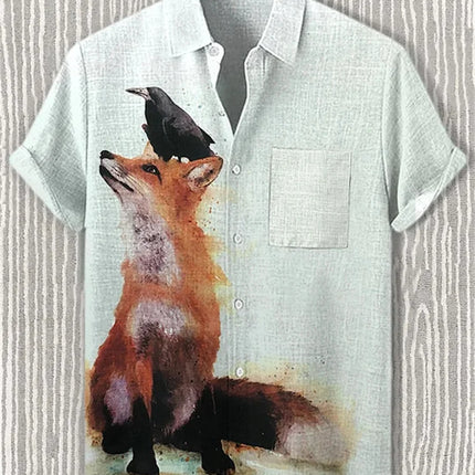 2026 New Men's Short-Sleeve Shirt, Stylish Print, Casual Breathable Lapel Cardigan, Vacation Style, Men's Top, Sizes XS-6XL