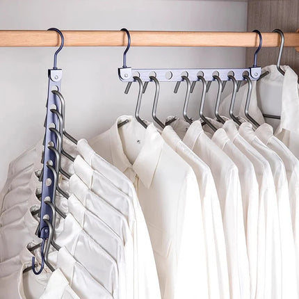 6/7/8 Holes Storage Rack for Clothes Hanger Organizer Foldable Rotatable Metal Hangers Storage Rack Wardrobe Space Saver Hook