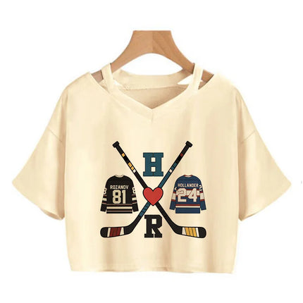 Hot Heated Rivalry Print Cropped T Shirt Women Sexy Graphic CropTops Gothic Vintage T-Shirt Fashion Y2k Streetwear Clothing