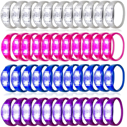 12-240Pcs LED Glow Bracelets Sound Activated Light Up Bracelets for Adults & Kids with Flashing LED Strobe for Night Events